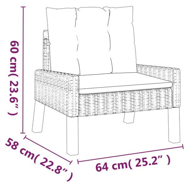 4 részes polyrattan és tömör fa kerti ülőgarnitúra párnákkal