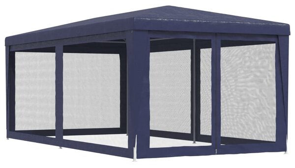 Kék HDPE rendezvénysátor 6 hálós oldalfallal 3 x 6 m