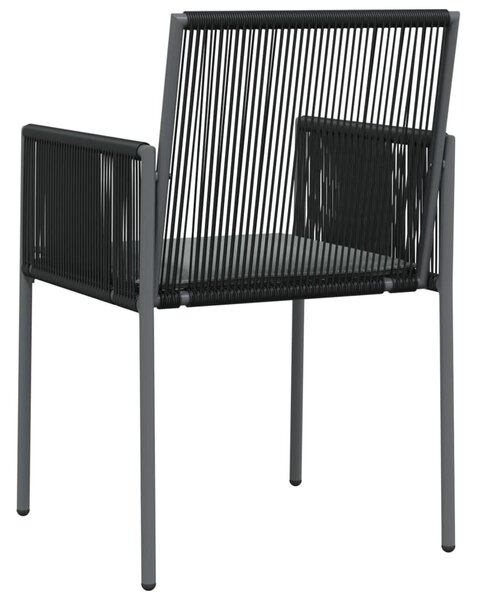 2 db fekete polyrattan kerti szék párnával 54 x 60,5 x 83,5 cm
