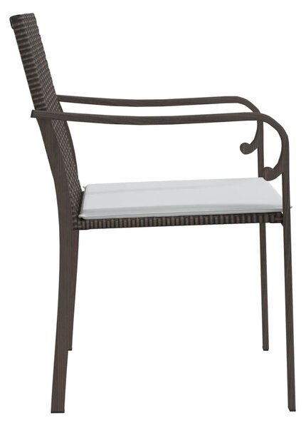 6 db barna polyrattan kerti szék párnával 56x59x84 cm