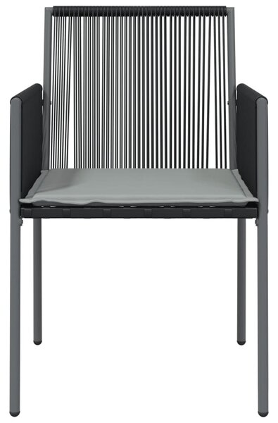 2 db fekete polyrattan kerti szék párnával 54 x 60,5 x 83,5 cm