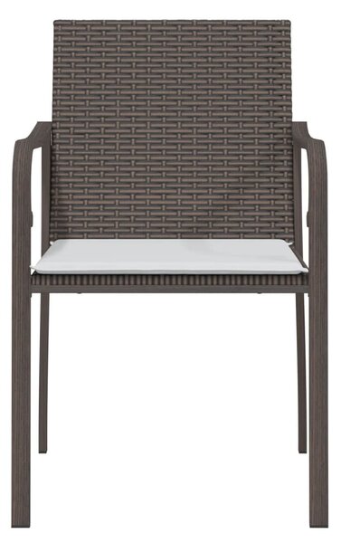 2 db barna polyrattan kerti szék párnával 56 x 59 x 84 cm