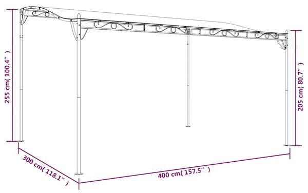 Krémszínű szövet és acél pavilon 4 x 3 m 180 g/m²