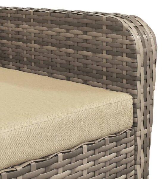 Világosbarna polyrattan kerti szék lábtartóval