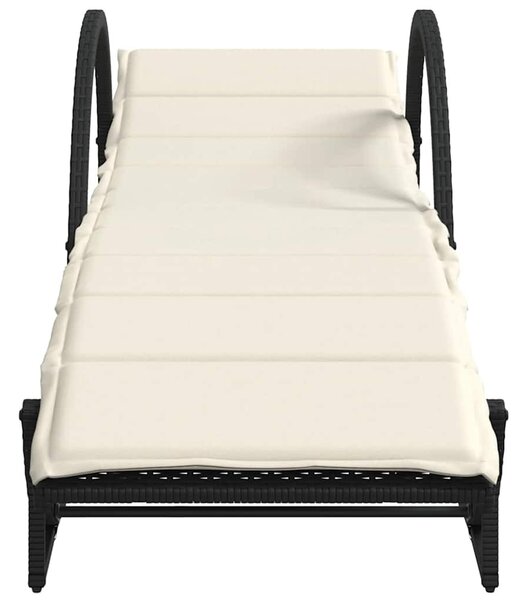 2 db fekete polyrattan napozóágy párnával