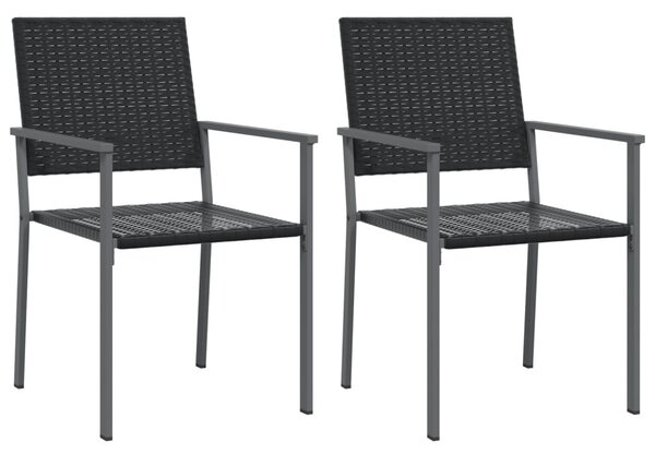 2 db fekete polyrattan kerti szék 54 x 62,5 x 89 cm
