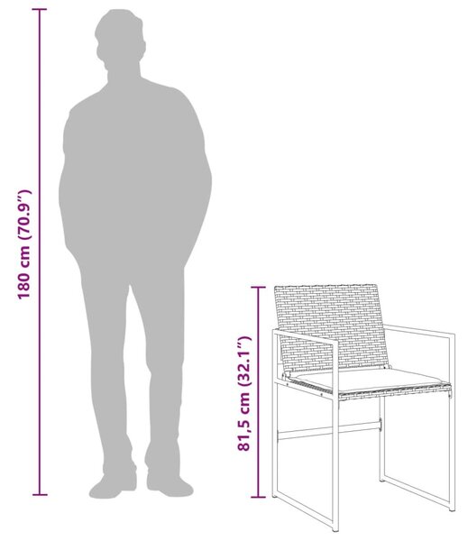11 részes fekete polyrattan kerti étkezőgarnitúra párnákkal