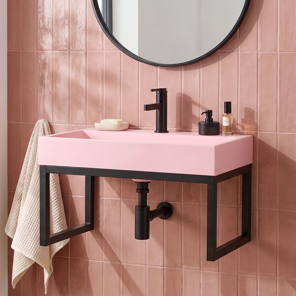 Konglomerátum mosdó GOYA PINK 50CM + rám
