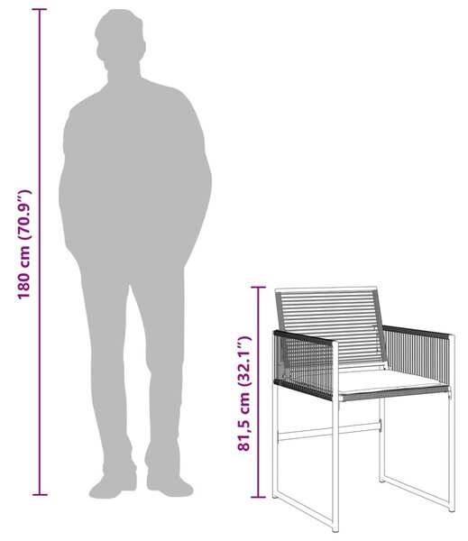 VidaXL 7 részes fekete polyrattan kerti étkezőgarnitúra párnával