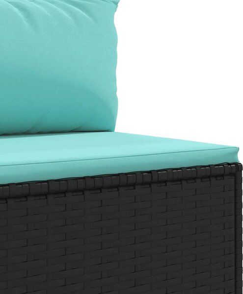 5 részes fekete polyrattan kerti ülőgarnitúra párnákkal