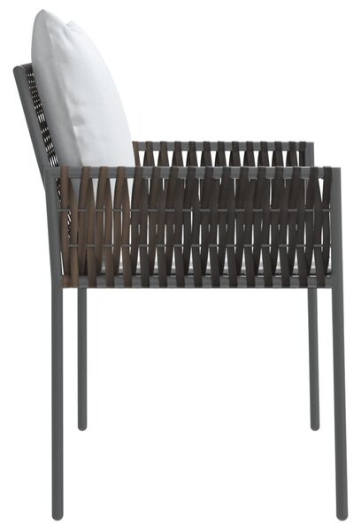 2 db barna polyrattan kerti szék párnával 54 x 61 x 83 cm