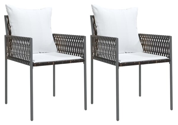 2 db barna polyrattan kerti szék párnával 54 x 61 x 83 cm
