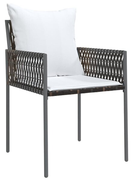 2 db barna polyrattan kerti szék párnával 54 x 61 x 83 cm