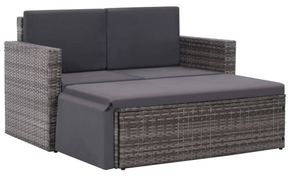 VidaXL 2 részes szürke polyrattan kerti bútorszett párnákkal
