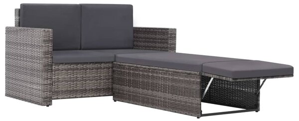 VidaXL 2 részes szürke polyrattan kerti bútorszett párnákkal