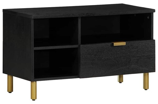 Fekete szerelt fa TV-szekrény 80 x 33 x 46 cm