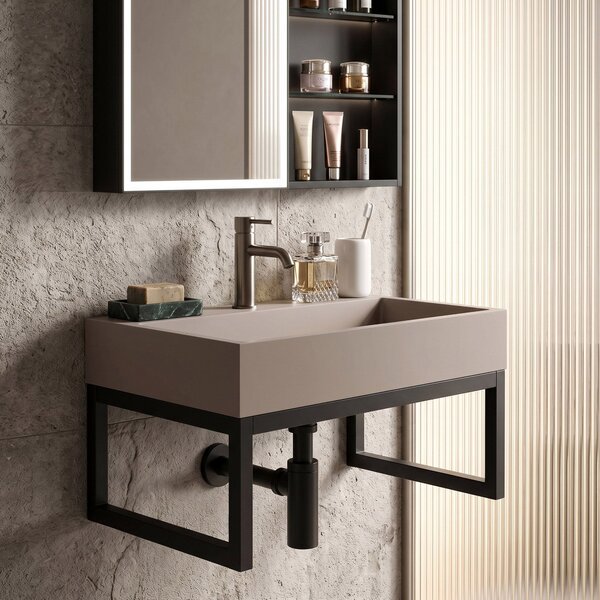 Konglomerátum mosdó Rea GOYA TAUPE 50CM + állvány