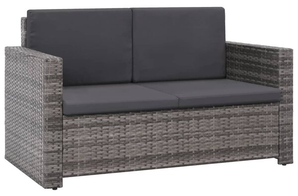 VidaXL 2 részes szürke polyrattan kerti bútorszett párnákkal