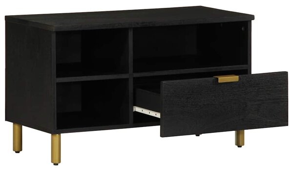 Fekete szerelt fa TV-szekrény 80 x 33 x 46 cm