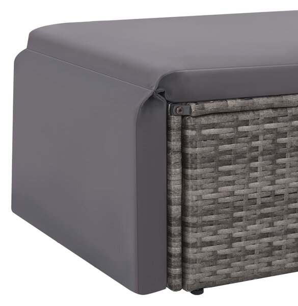 VidaXL 2 részes szürke polyrattan kerti bútorszett párnákkal