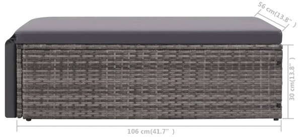 VidaXL 2 részes szürke polyrattan kerti bútorszett párnákkal