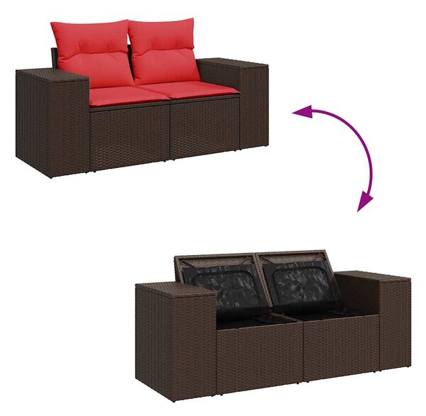 VidaXL 7 részes barna polyrattan akácfa kerti ülőgarnitúra párnákkal