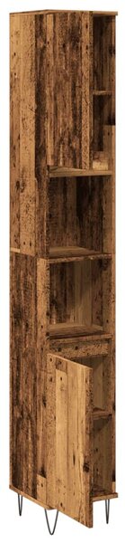 Antik fa színű szerelt fa fürdőszobaszekrény 30 x 30 x 190 cm