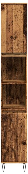 Antik fa színű szerelt fa fürdőszobaszekrény 30 x 30 x 190 cm