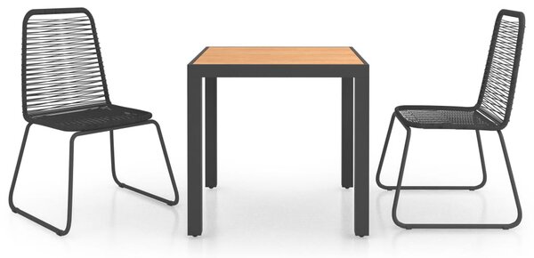3 részes fekete-barna PVC rattan kerti étkezőgarnitúra