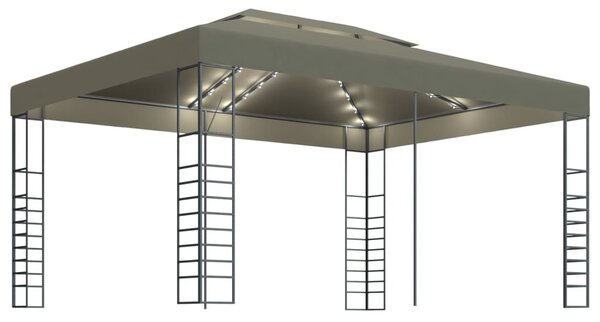 Tópszínű pavilon LED fényfüzérrel 3 x 4 m