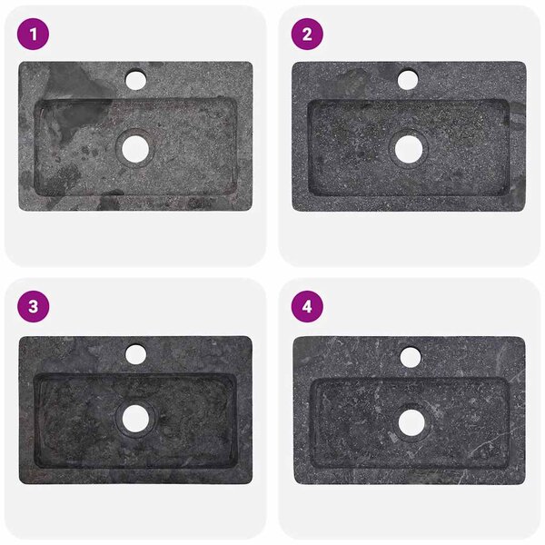 Szürke márvány falra szerelhető mosdókagyló 38 x 24 x 6,5 cm