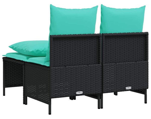 VidaXL 4 db fekete polyrattan kerti kanapégarnitúra párnákkal
