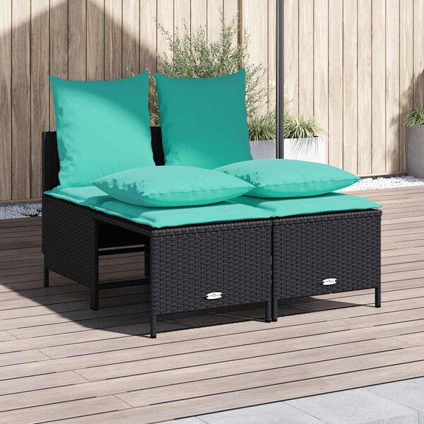VidaXL 4 db fekete polyrattan kerti kanapégarnitúra párnákkal