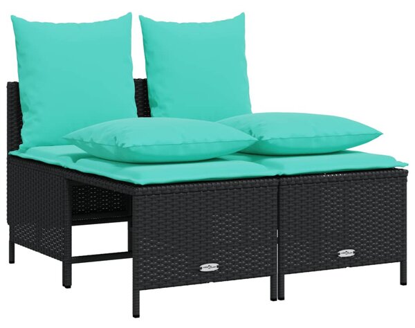 VidaXL 4 db fekete polyrattan kerti kanapégarnitúra párnákkal