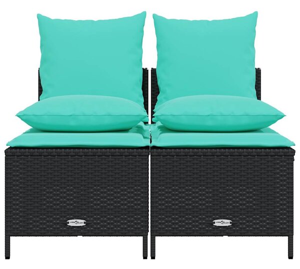VidaXL 4 db fekete polyrattan kerti kanapégarnitúra párnákkal