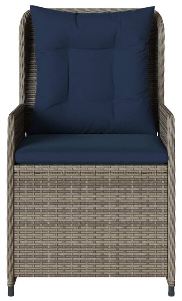 2 db szürke polyrattan dönthető kerti szék