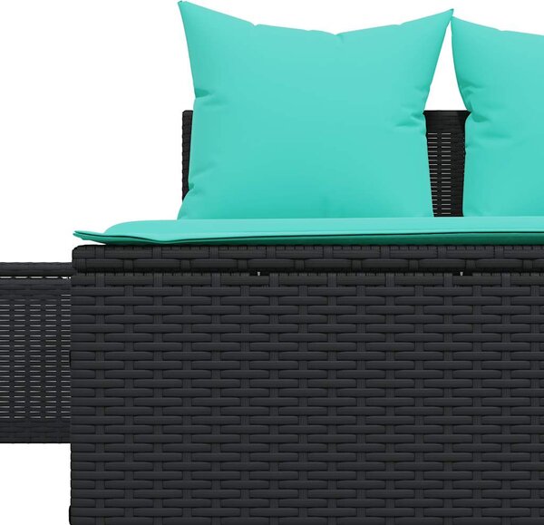 VidaXL fekete polyrattan kétszemélyes napozóágy párnákkal