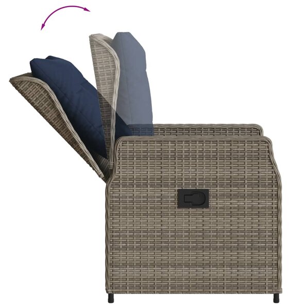 2 db szürke polyrattan dönthető kerti szék