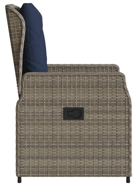 2 db szürke polyrattan dönthető kerti szék