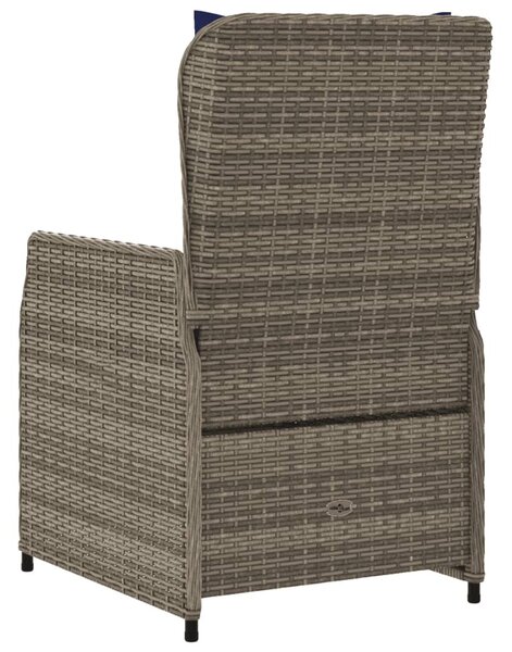 2 db szürke polyrattan dönthető kerti szék