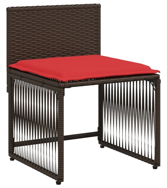 VidaXL 7 db barna polyrattan kerti étkezőgarnitúra párnákkal