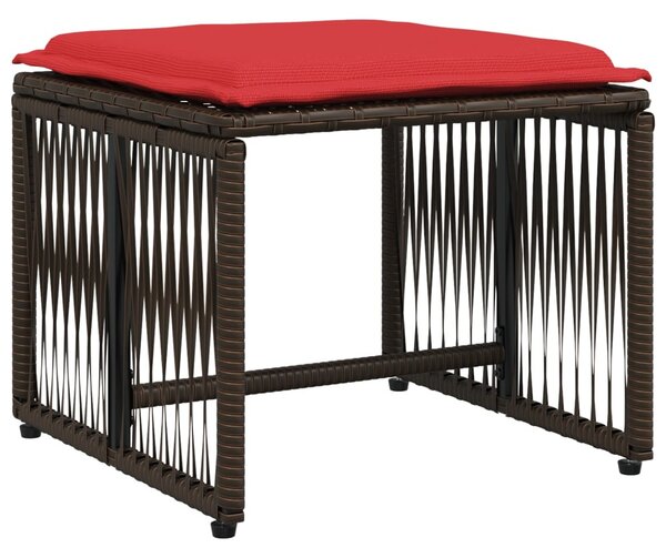 VidaXL 7 db barna polyrattan kerti étkezőgarnitúra párnákkal
