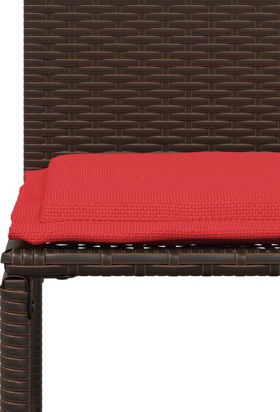 VidaXL 7 db barna polyrattan kerti étkezőgarnitúra párnákkal