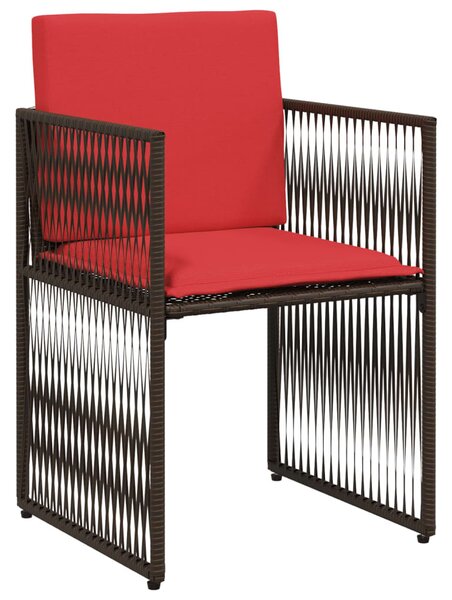 VidaXL 7 db barna polyrattan kerti étkezőgarnitúra párnákkal