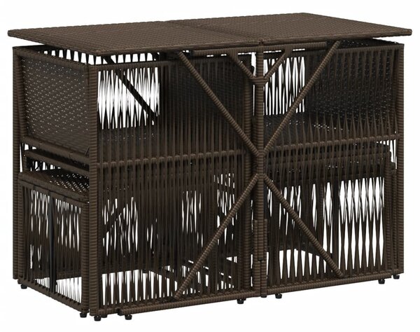 VidaXL 7 db barna polyrattan kerti étkezőgarnitúra párnákkal