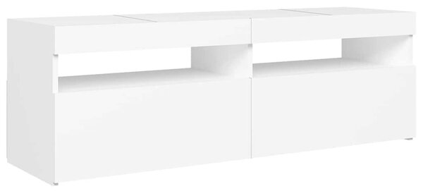 Fehér TV-szekrény LED-lámpákkal 120 x 35 x 40 cm