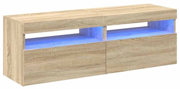 2 db sonoma tölgy színű TV-szekrény LED-lámpákkal 60x35x40 cm