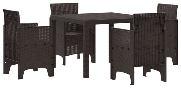 VidaXL 5 Részes Kerti Étkező Szett Barna Poly Rattan