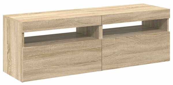 2 db sonoma tölgy színű TV-szekrény LED-lámpákkal 60x35x40 cm