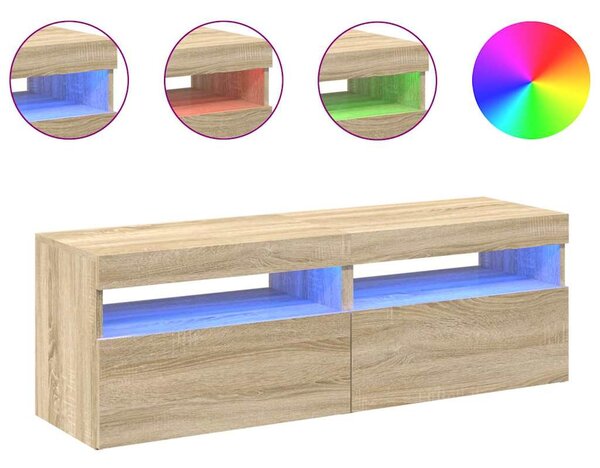 2 db sonoma tölgy színű TV-szekrény LED-lámpákkal 60x35x40 cm